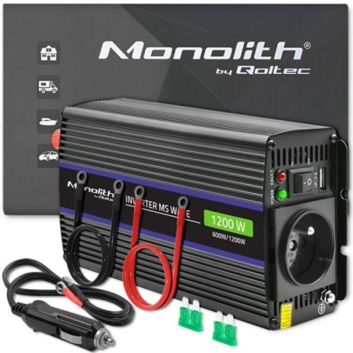 Automobilinis įtampos keitiklis Qoltec Monolith 1200 MS Wave, 12/230 V