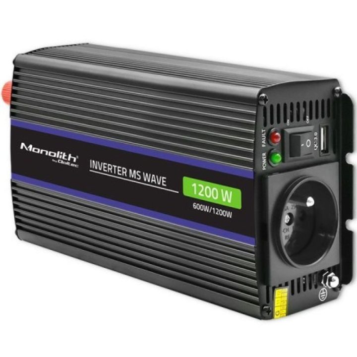Automobilinis įtampos keitiklis Qoltec Monolith 1200 MS Wave, 12/230 V