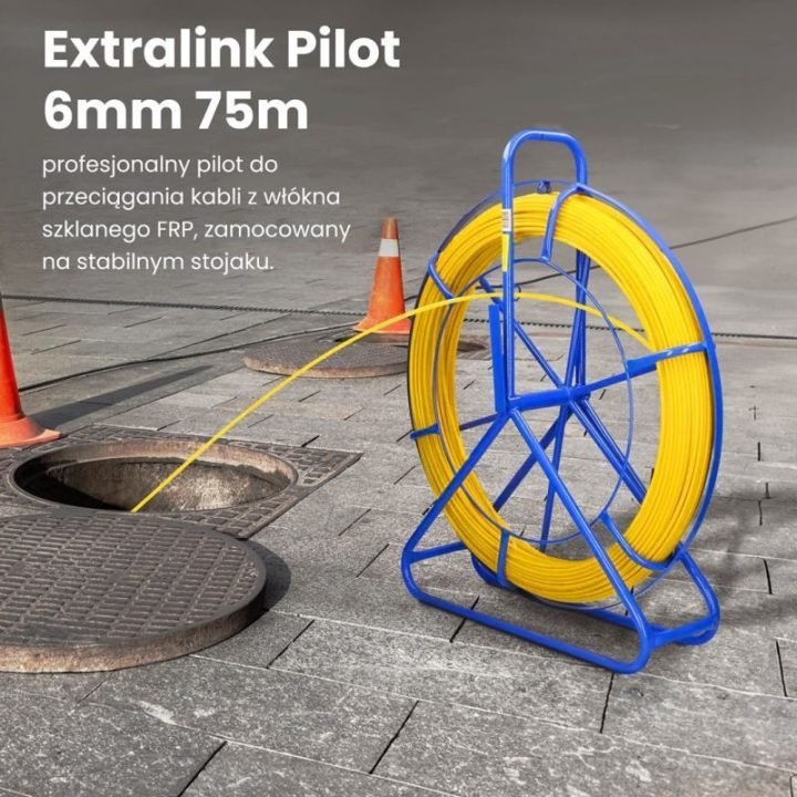 Kabelių pratraukimo strypas Extralink, 6 mm, 75 m, geltonas