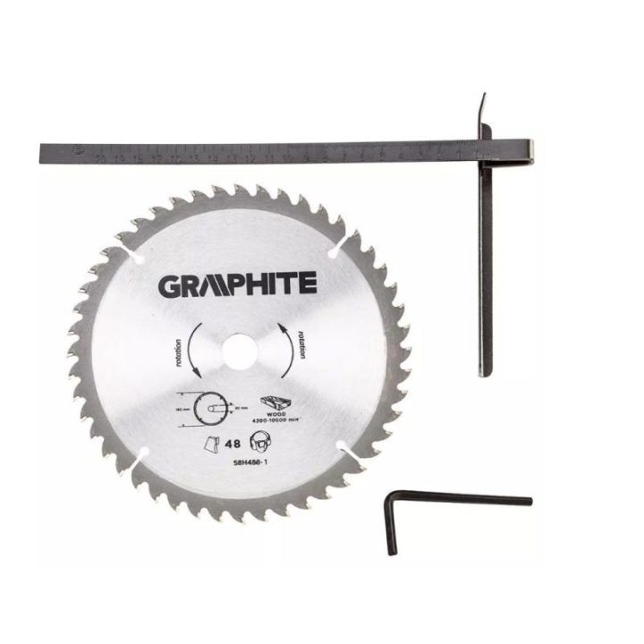 Diskinis pjūklas GRAPHITE, 1200 W, 185 mm, plieno spalvos
