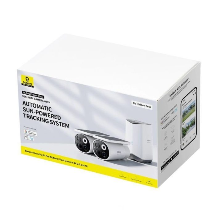 Lauko kamerų komplektas Baseus S1 Pro Dual 3K, 2 kameros, baltas