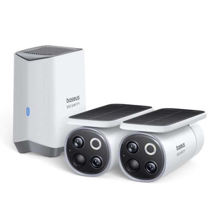 Lauko kamerų komplektas Baseus S1 Pro Dual 3K, 2 kameros, baltas