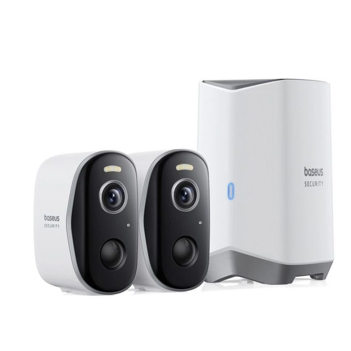 Lauko stebėjimo kamerų rinkinys Baseus Security N1 2K, 2 vnt., baltas