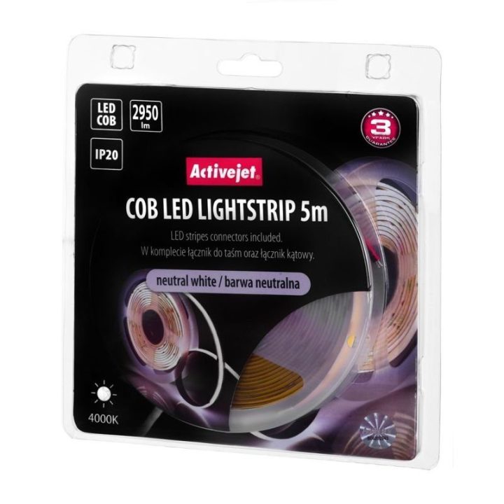 COB LED juosta Activejet, 5 m, neutrali balta, IP20