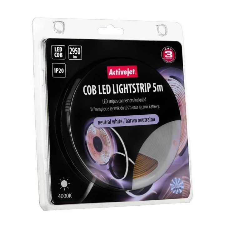 COB LED juosta Activejet, 5 m, neutrali balta, IP20