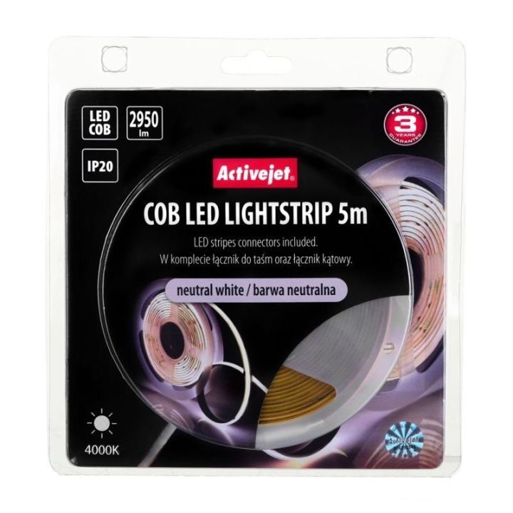 COB LED juosta Activejet, 5 m, neutrali balta, IP20
