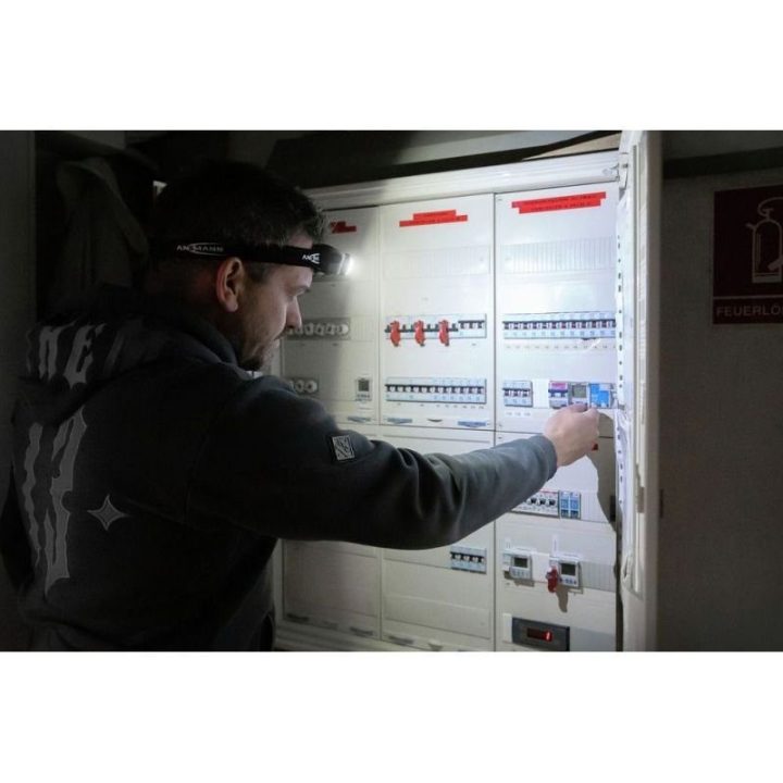 Įkraunamas priekinis žibintas Ansmann HD450FRS, juodas ir pilkas