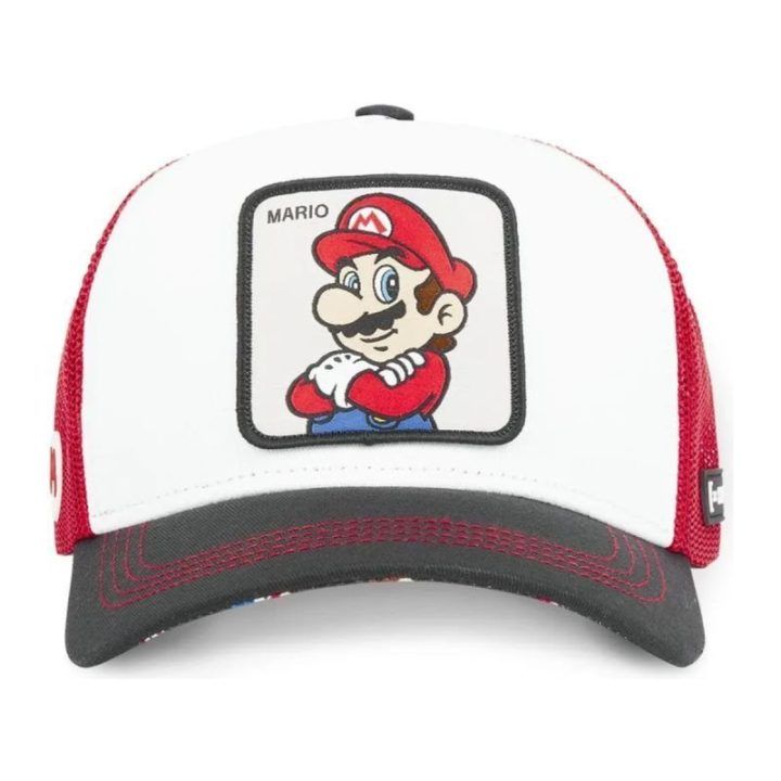 Uniseks kepurė su snapeliu ir Super Mario Bros motyvu Capslab, balta, juoda ir raudona
