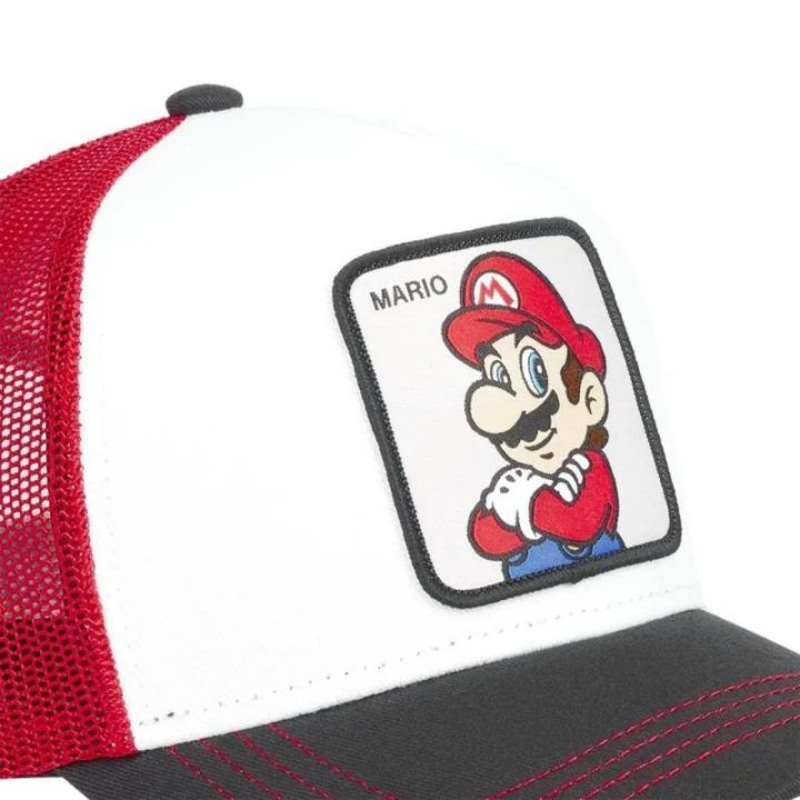 Uniseks kepurė su snapeliu ir Super Mario Bros motyvu Capslab, balta, juoda ir raudona