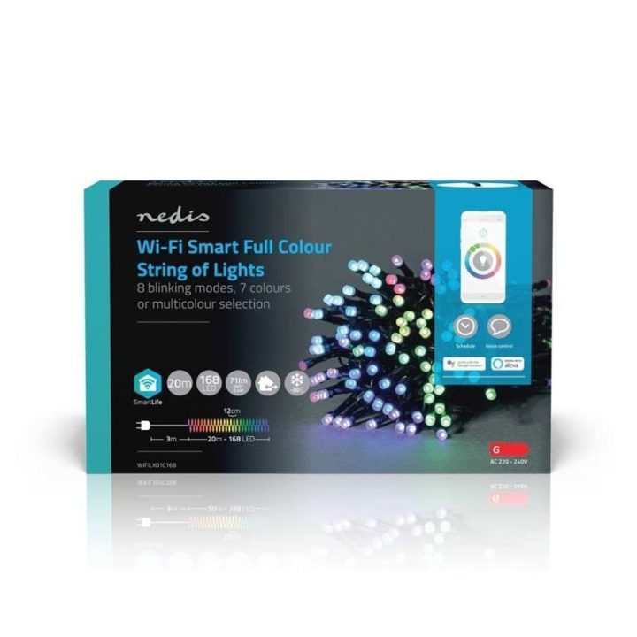 LED girlianda Wi-Fi RGB Nedis SmartLife, 20 m, 168 LED, juoda