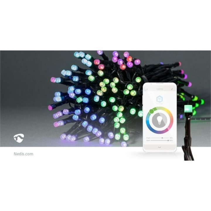LED girlianda Wi-Fi RGB Nedis SmartLife, 20 m, 168 LED, juoda