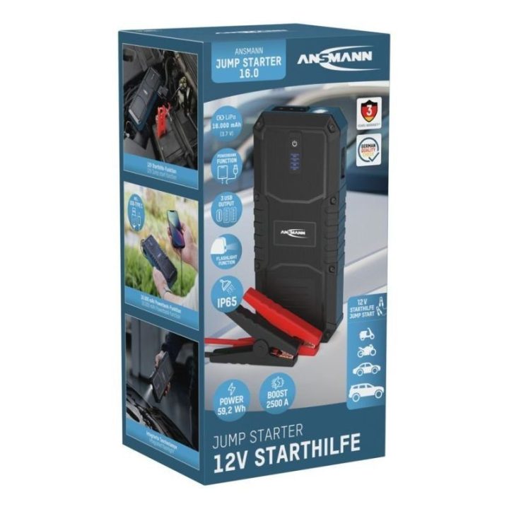 Automobilinis paleidimo įrenginys Ansmann 16.0, mėlynas ir juodas
