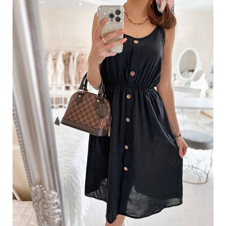 Plaisance juoda suknelė be petnešėlių
