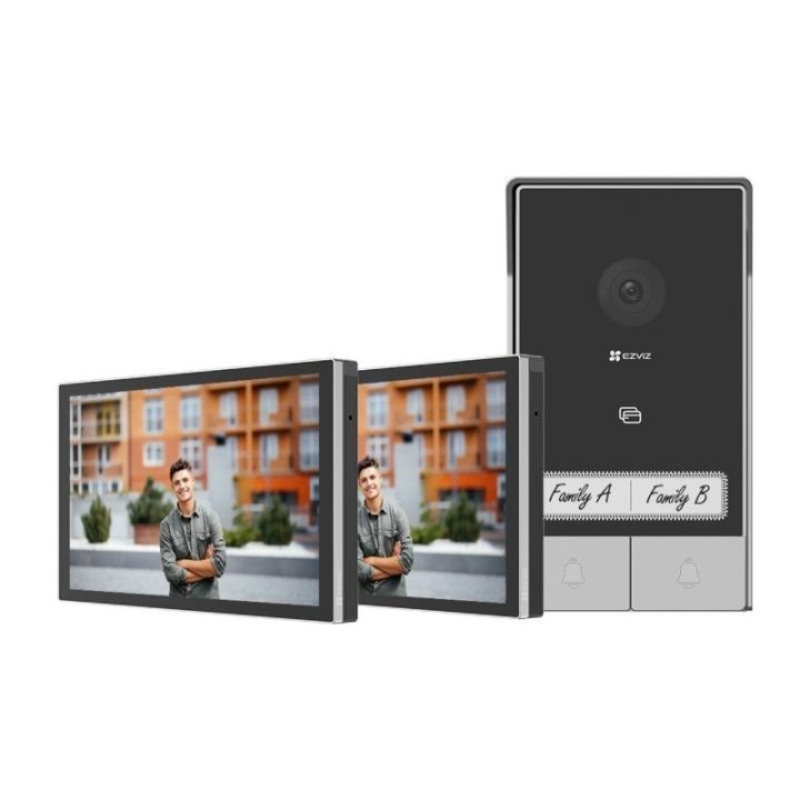 Dviejų šeimų vaizdo telefonspynės komplektas EZVIZ HP7, 2 monitoriai
