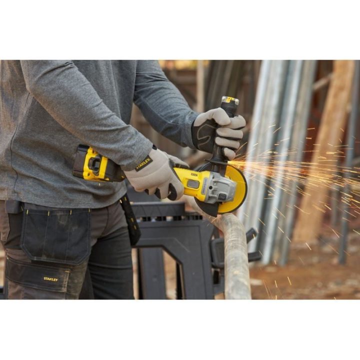 Akumuliatorinis kampinis šlifuoklis 125 mm Stanley V20, juodas