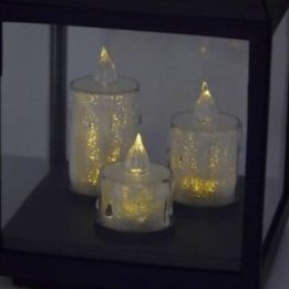 Dekoratyvinis LED žibintas su 3 žvakutėmis SASKA, 25 cm, juodas
