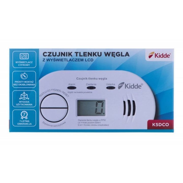 Anglies monoksido detektorius su LCD ekranu Kidde K5DCO, baltas