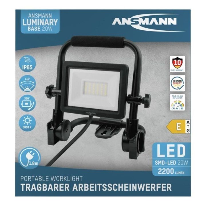 LED darbo prožektorius Ansmann FL20W-AC, 20 W, juodas