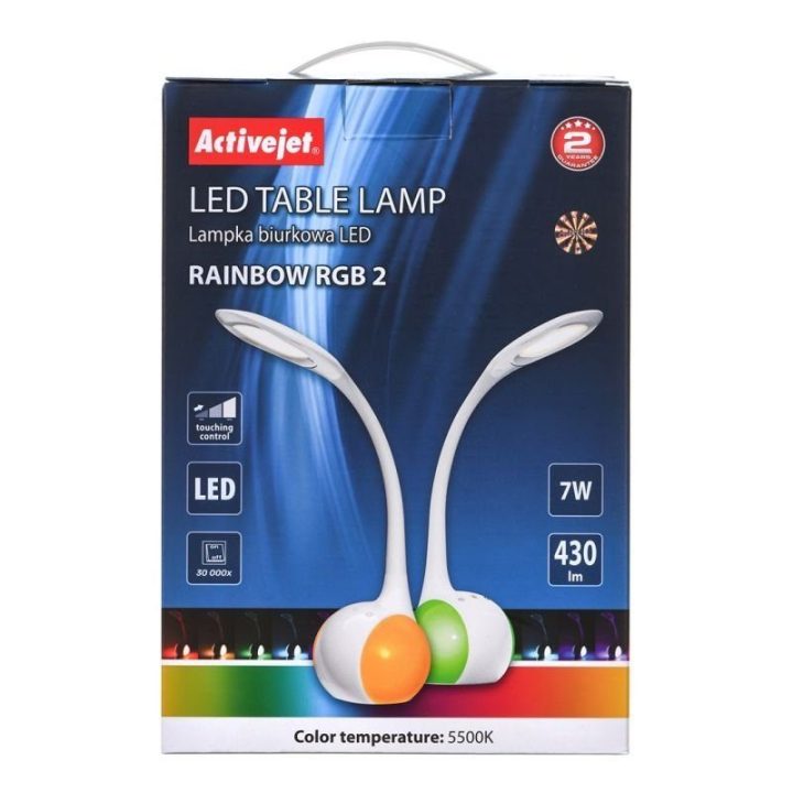 Stalinė LED lempa Activejet AJE-RAINBOW RGB 2, balta