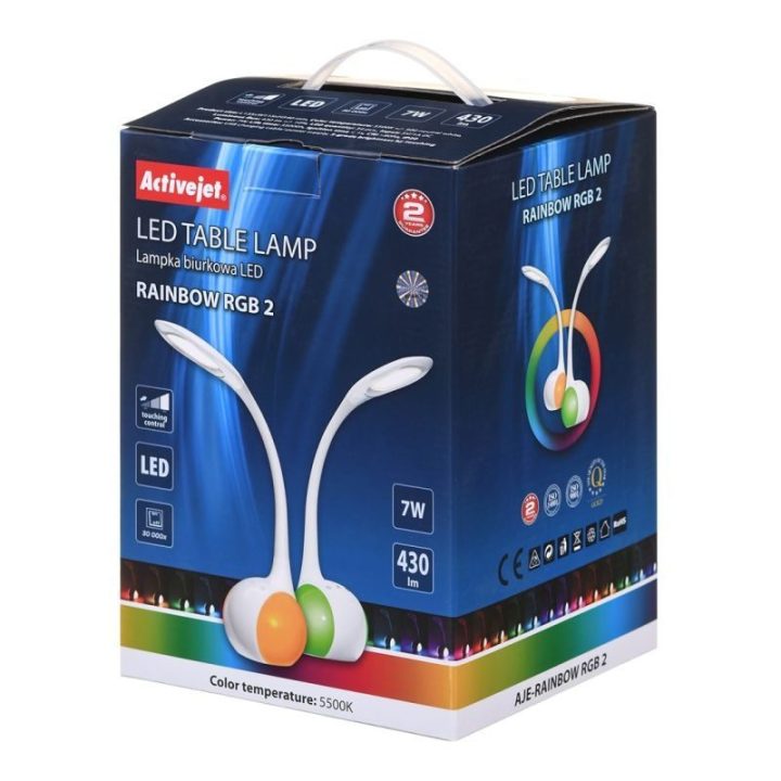 Stalinė LED lempa Activejet AJE-RAINBOW RGB 2, balta