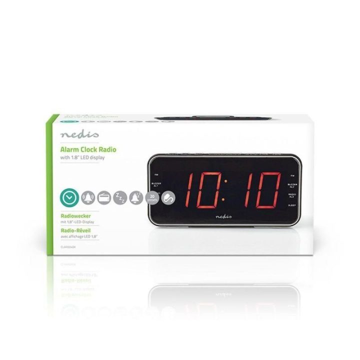 Skaitmeninis žadintuvas su FM radiju Nedis CLAR004BK, juodas