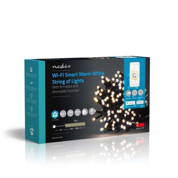 Dekoratyvinė LED girlianda Nedis, 100 LED, 10 m, juoda
