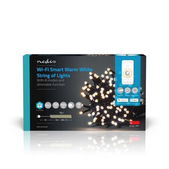 Dekoratyvinė LED girlianda Nedis, 100 LED, 10 m, juoda