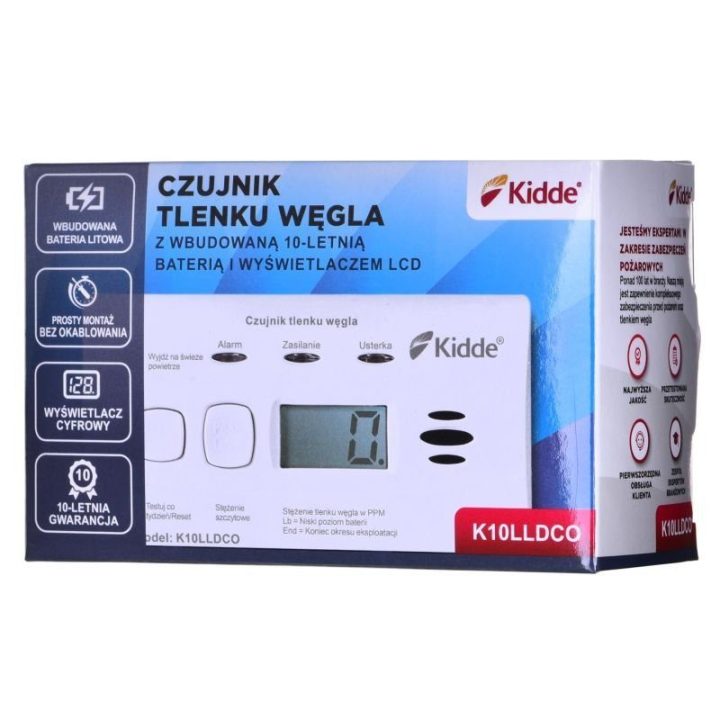 Anglies monoksido detektorius su LCD ekranu Kidde K10LLDCO, baltas