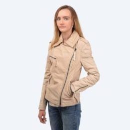 Moteriška odinė striukė Wrangler, šviesiai smėlio