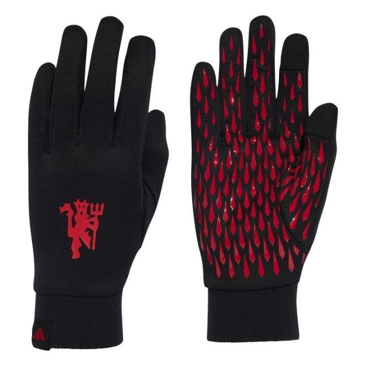 Vyriškos žieminės pirštinės adidas su Manchester United emblema, juodos