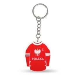 Raktų pakabukas su Lenkijos ledo ritulio motyvu, raudonas ir baltas