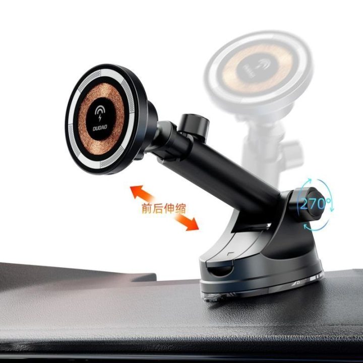 Automobilinis telefono laikiklis su įkrovimu Dudao F12MAX+, juodas