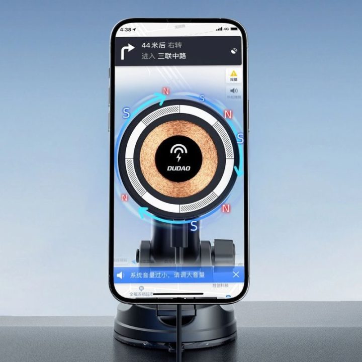 Automobilinis telefono laikiklis su įkrovimu Dudao F12MAX+, juodas