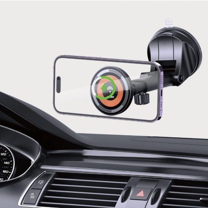 Automobilinis telefono laikiklis su įkrovimu Dudao F12MAX+, juodas