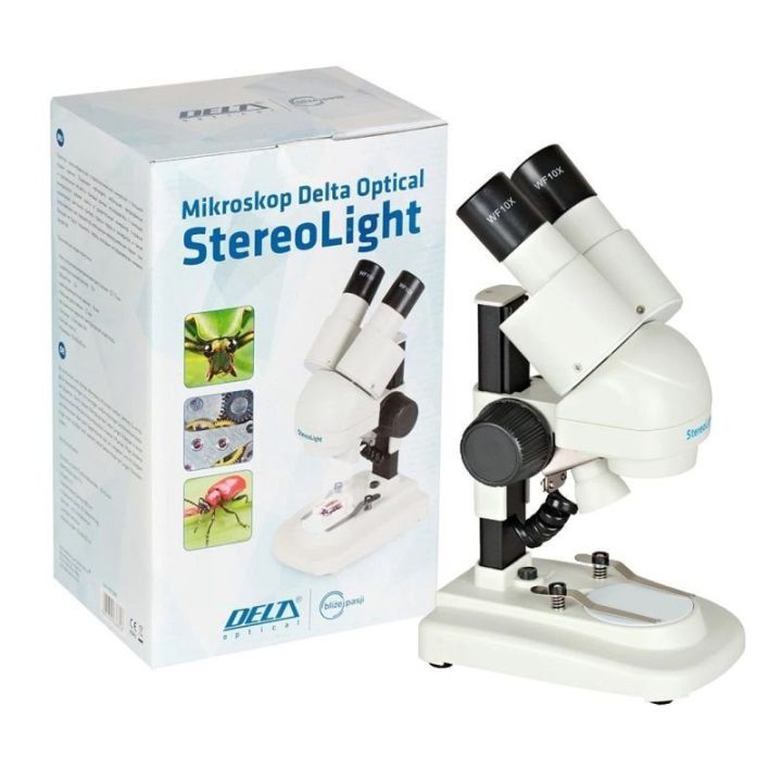Stereoskopinis mikroskopas Delta Optical StereoLight, baltas ir juodas
