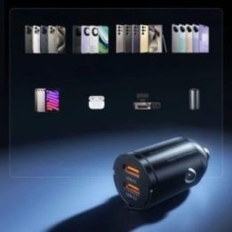 Automobilinis įkroviklis Orico MiniRing, 2 USB-C, 30 W, juodas
