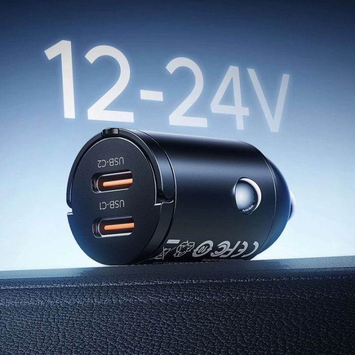 Automobilinis įkroviklis Orico MiniRing, 2 USB-C, 30 W, juodas