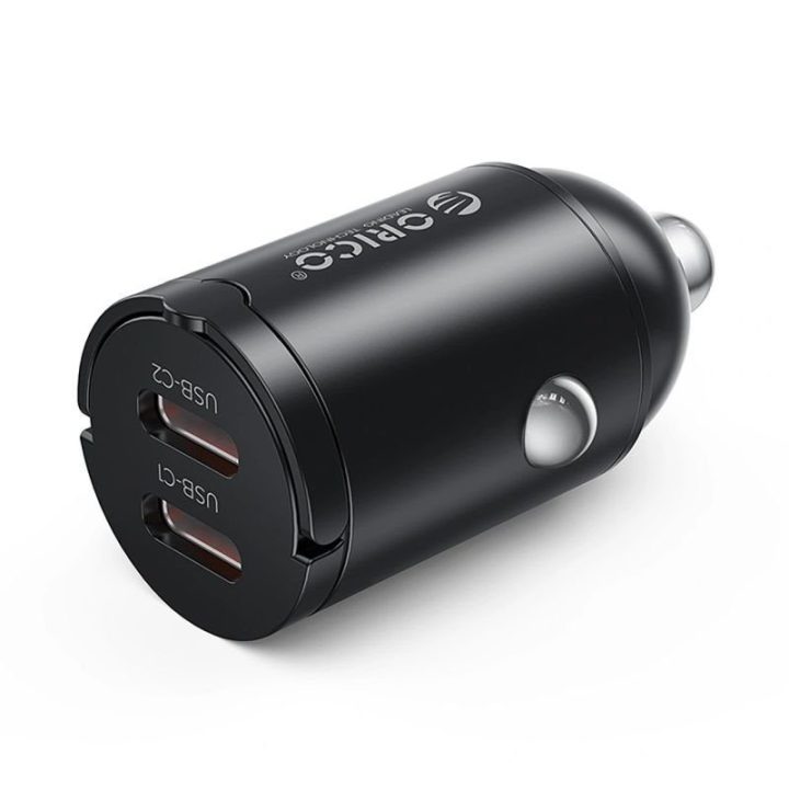 Automobilinis įkroviklis Orico MiniRing, 2 USB-C, 30 W, juodas