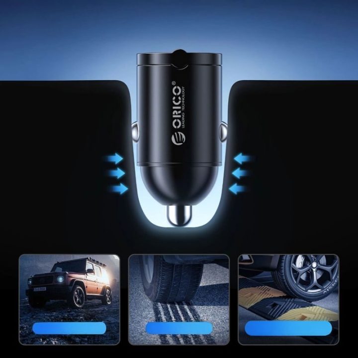 Automobilinis įkroviklis Orico MiniRing, 2 USB-C, 30 W, juodas