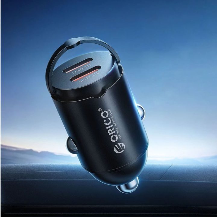 Automobilinis įkroviklis Orico MiniRing, 2 USB-C, 30 W, juodas