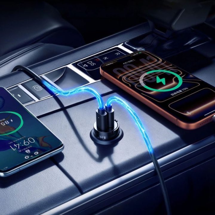 Automobilinis įkroviklis Orico MiniRing, 2 USB-C, 30 W, juodas