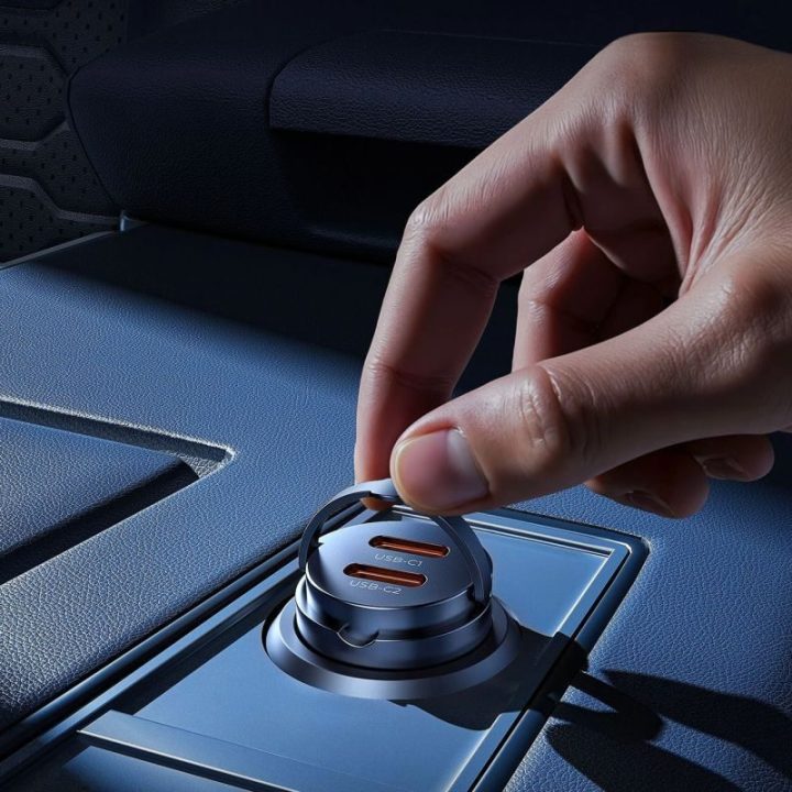 Automobilinis įkroviklis Orico MiniRing, 2 USB-C, 30 W, juodas