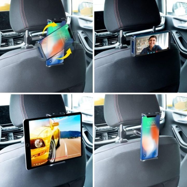 Planšetės ir telefono laikiklis automobiliui Dunlop, juodas ir sidabrinis