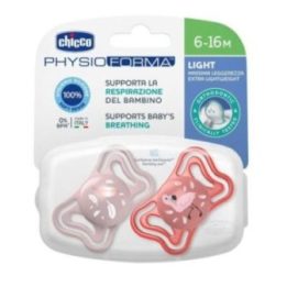 Silikoninių čiulptukų rinkinys Chicco Physio Light, 6–16 mėn., 2 vnt., rožinis