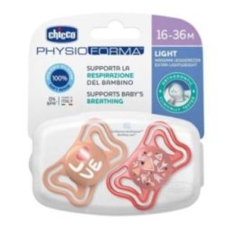 Čiulptukai Chicco Physio Light, 16–36 mėn., 2 vnt., rožiniai