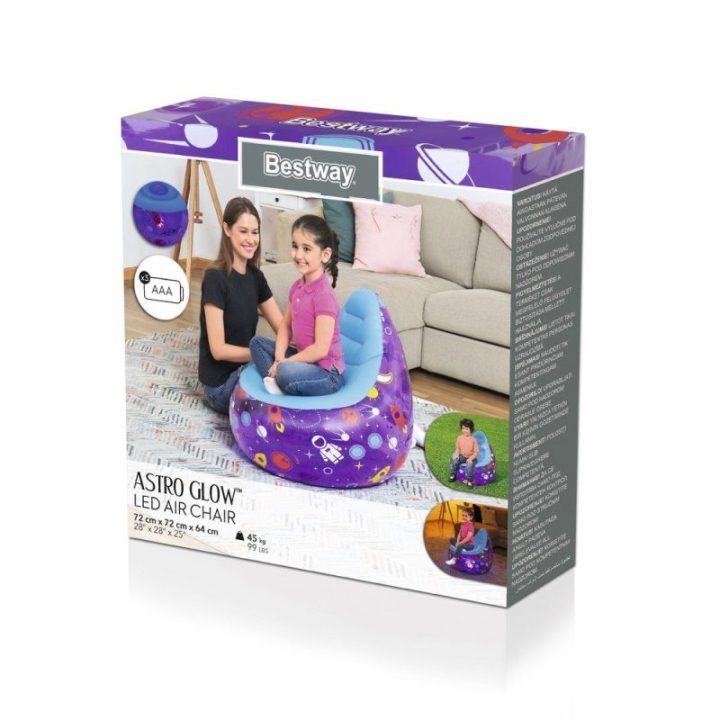 Vaikiškas pripučiamas fotelis Bestway, 72 × 72 × 64 cm, violetinis