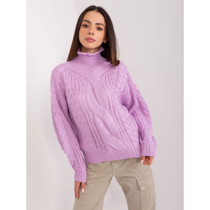 Šviesiai violetinis megztinis