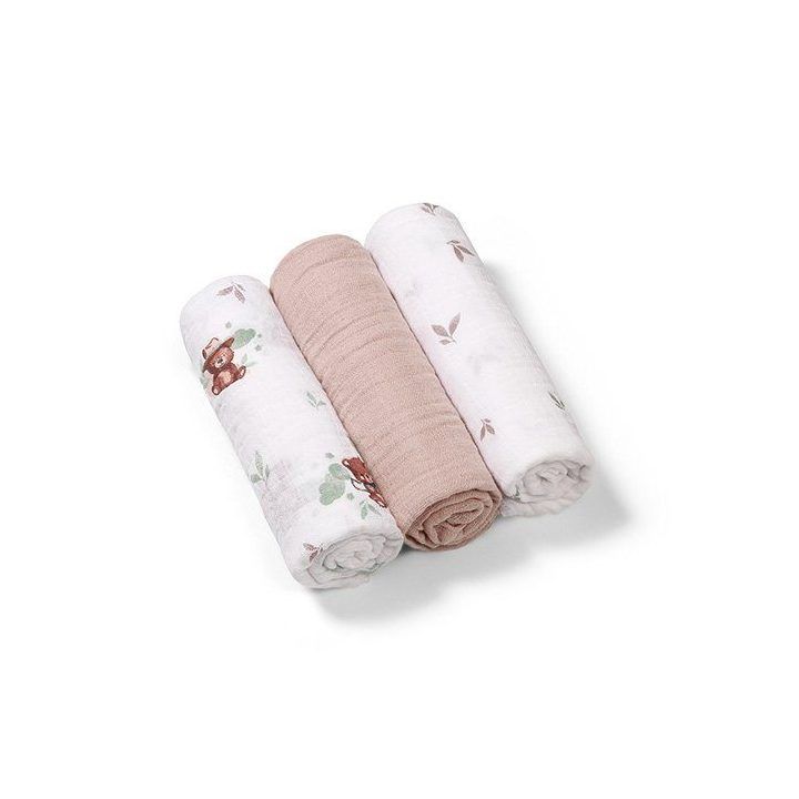 Medvilninių muslino vystyklų rinkinys BabyOno, 3 vnt., smėlio