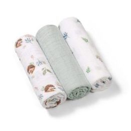 Medvilninis muslino vystyklų rinkinys BabyOno, 3 vnt., 70 × 70 cm, mėtų spalvos