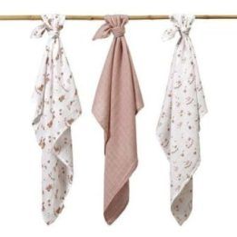 Kūdikių muslino vystyklų rinkinys BabyOno, 70 × 70 cm, 3 vnt., rudas